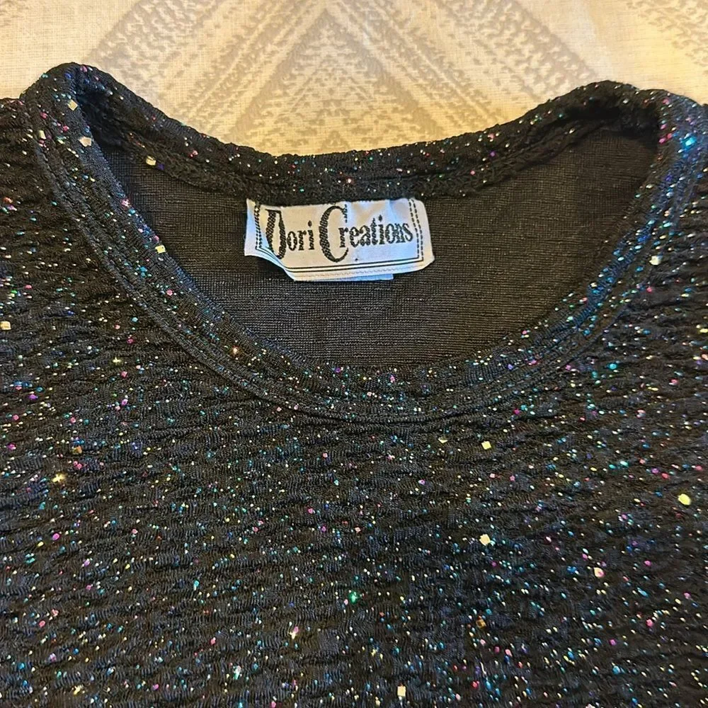 Dori Creations Girls Black with Sparkle Tank Top with Skirt Matching Set - 8/10